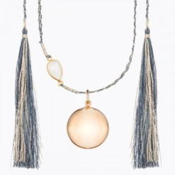 MAYA MATERNITY NECKLACE Yellow Gold Dark Blue Chord Moonstone