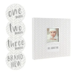 Pearhead Herringbone Baby's Memory Book And Sticker Set