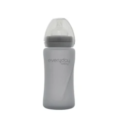 Glass Baby Bottle Healthy+ 240 Quiet Grey