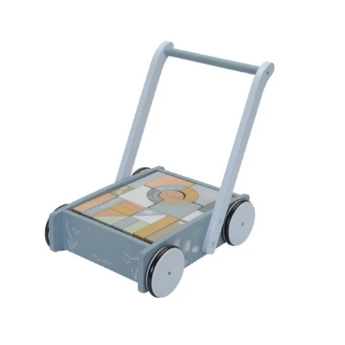Little Dutch Wooden Baby Walker With Blocks - Ocean Blue 3 Little Dutch Wooden Baby Walker With Blocks - Ocean Blue