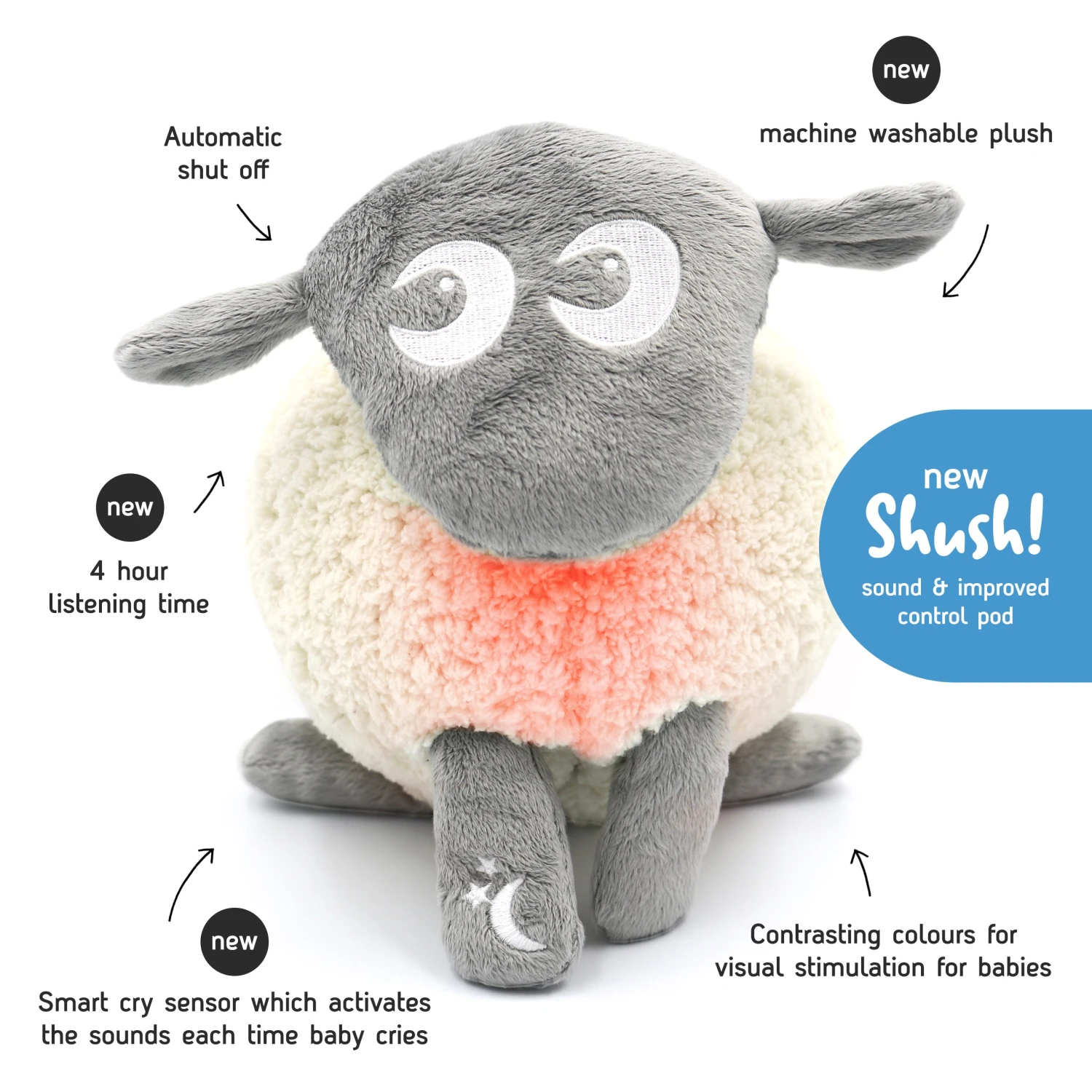 Ewan Deluxe - Baby Shushing Sleep Sheep Grey 5 Ewan Deluxe - Baby Shushing Sleep Sheep Grey - Image 3