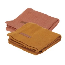 Little Dutch Muslin Cloths 70 X 70 Pure Rust / Pure Ochre Spice (set Of Two)