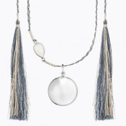 MAYA MATERNITY NECKLACE Silver Dark Blue Chord Moonstone